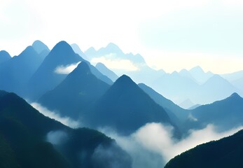 Generative AI,scenic view of silhouette mountains against sky