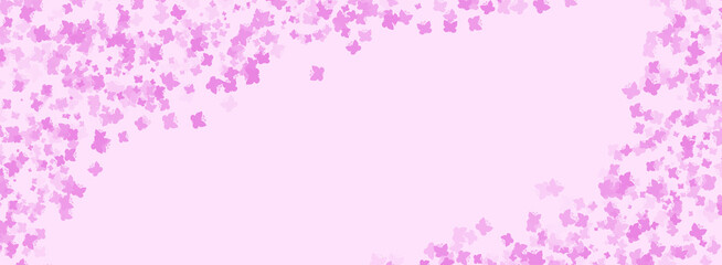 Pink background with colorful confetti butterflies.