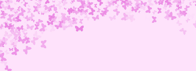Obraz na płótnie Canvas Pink background with colorful confetti butterflies.