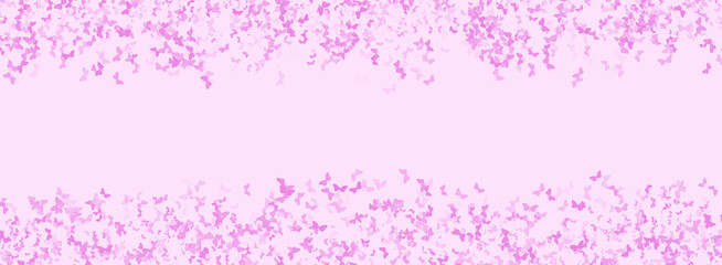 Pink background with colorful confetti butterflies.