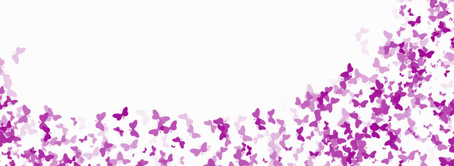 White background with pink confetti butterflies.