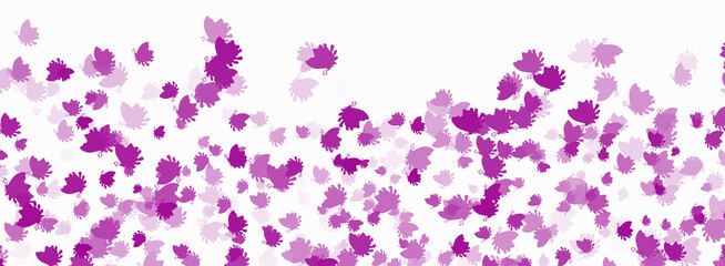 Fototapeta na wymiar White background with pink confetti butterflies.