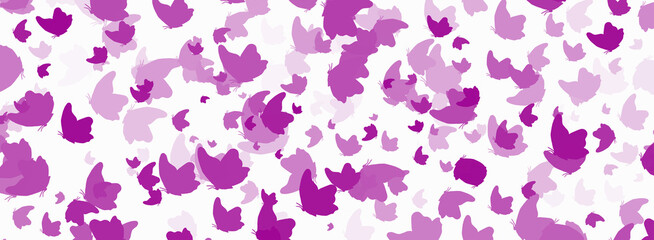 White background with pink confetti butterflies.