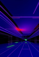 Fototapeta na wymiar Generative AI,empty illuminated bridge at night