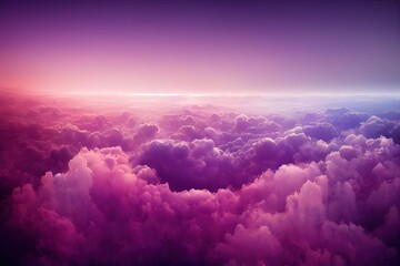 Purple clouds in stratosphere with horizon