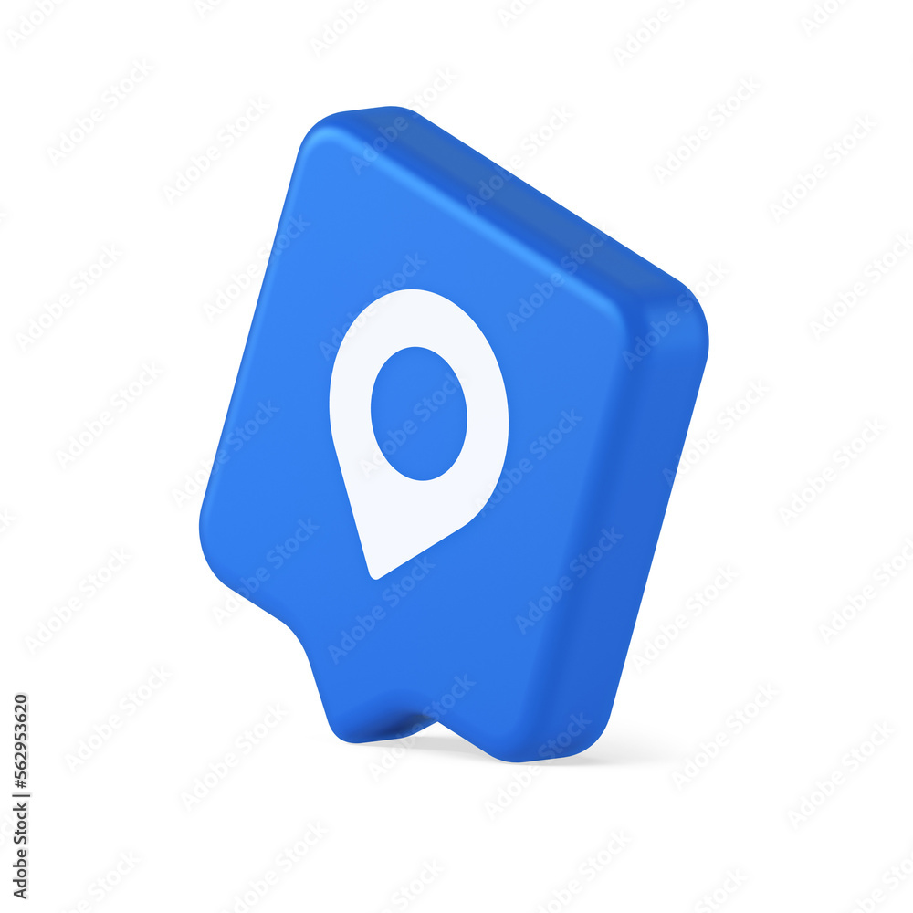 Poster gps map pin location service button application direction distance pointer 3d realistic speech bubbl