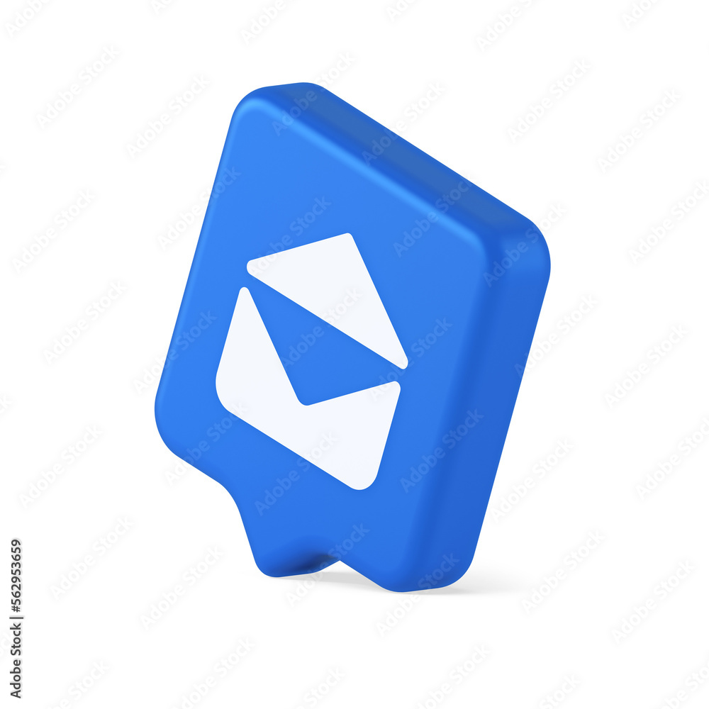 Poster email open envelope letter received incoming message button 3d realistic speech bubble icon