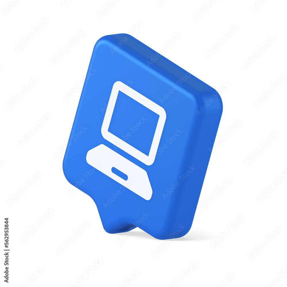 Poster computer network connection button digital information browsing 3d realistic speech bubble icon
