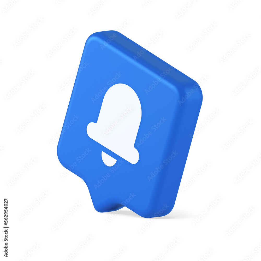 Poster Handbell ring sound notification button incoming message call notification 3d realistic speech bubble icon