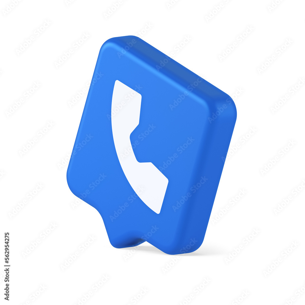 Poster phone call contact voice communication button web application design 3d realistic speech bubble icon