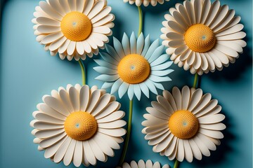 Schöne Kamillen Blumen Deko Hintergrund Motiv, ai generativ - obrazy, fototapety, plakaty