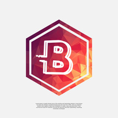 letter B on colorful polygon vector design template with white background