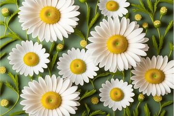 Fototapeta premium Schöne Kamillen Blumen Deko Hintergrund Motiv, ai generativ