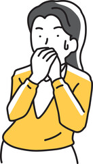 口を押える大人の女性