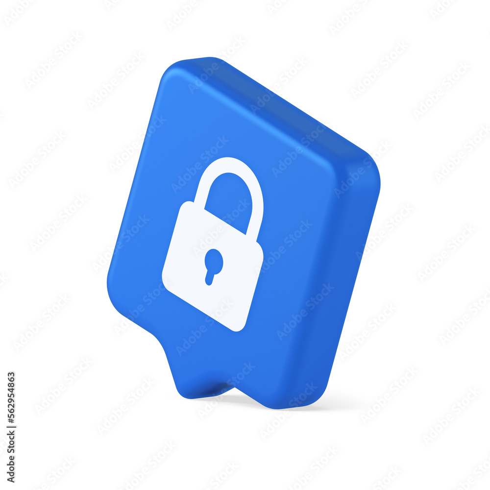 Poster padlock locking web access button password security protection safe encryption 3d speech bubble icon