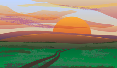 Fototapeta na wymiar sunrise over the hill