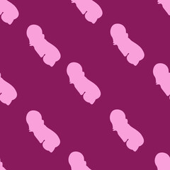Seamless pattern with a silhouette of a baby on a pink background. Wallpaper print for children room. Bed linen and fabric for child.