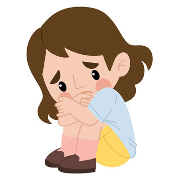 Illustration of a sad little girl
