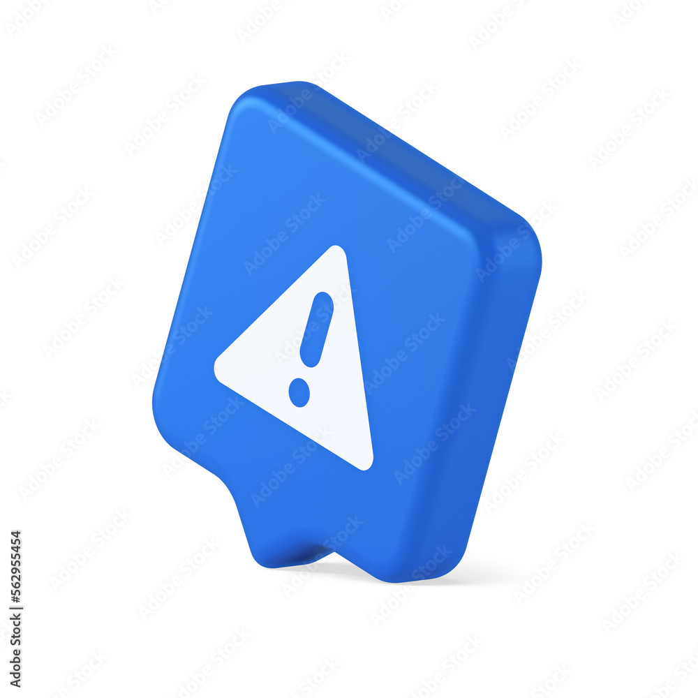 Aufkleber exclamation point triangle button attention advice mark important information 3d speech bubble icon