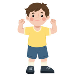 Illustration of a little boy with his hands up