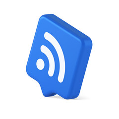 Wifi available access button wireless internet connection signal 3d realistic speech bubble icon