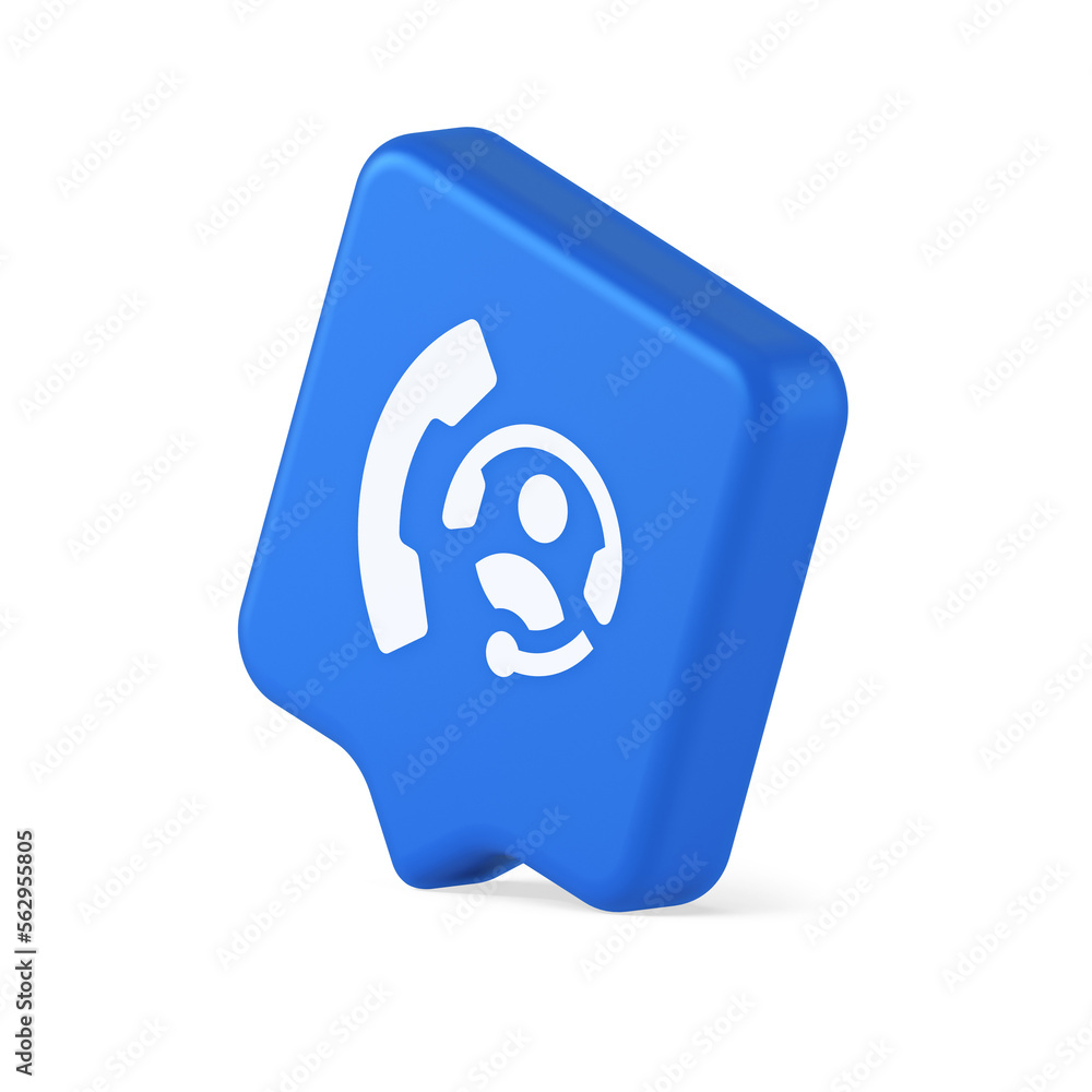 Poster emergency call helpline assistance button customer support service 3d realistic speech bubble icon