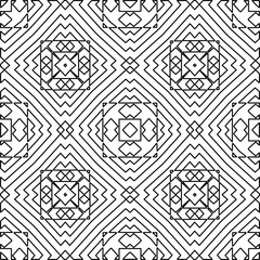 Stylish texture with figures from lines.
Abstract geometric black and white pattern for web page, textures, card, poster, fabric, textile. Monochrome graphic repeating design. 