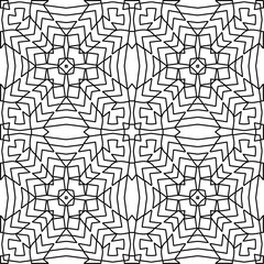 Stylish texture with figures from lines.
Abstract geometric black and white pattern for web page, textures, card, poster, fabric, textile. Monochrome graphic repeating design. 