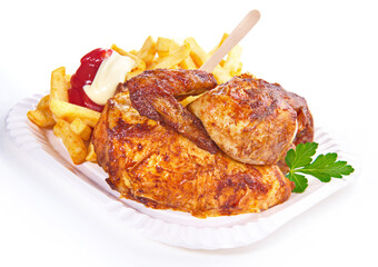 Halbes Hähnchen mit Pommes Frites