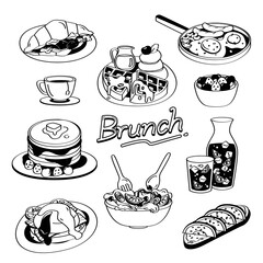 Doodle for Brunch menu. Brunch menu with Hand drawing styles.
