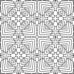 Stylish texture with figures from lines.
Abstract geometric black and white pattern for web page, textures, card, poster, fabric, textile. Monochrome graphic repeating design. 