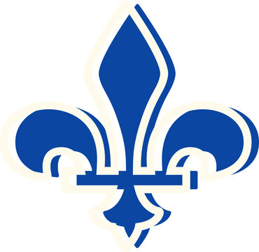 Fleur-de-lis symbol of French Bourbon Dynasty Quebec, Canada Blue outline icon Decorative design element