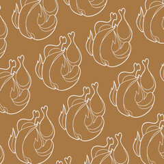 Chicken meat seamless pattern. Hand drawn background. Seamless pattern. Grilled and Fried chicken.
