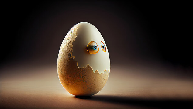 Beautifully designed abstract easter egg with eyes as art object (Generative AI)