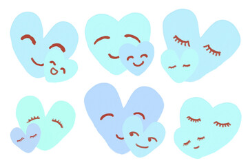 優しい水色のハート素材