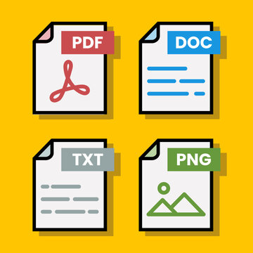 Document file folder download vector color format pdf doc xls jpg zip txt png json ppt csv xml ai mp3 mp4 html psd css js