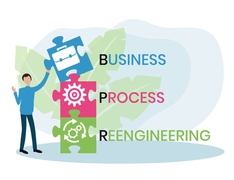 BPR - Business Process Reengineering acronym. business concept background. vector illustration concept with keywords and icons. lettering illustration with icons for web banner, flyer, landing page