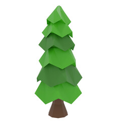 3D Low Poly Tree. Polygonal Style. 3D Illustration
