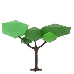 3D Low Poly Tree. Polygonal Style. 3D Illustration