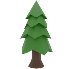 3D Low Poly Tree. Polygonal Style. 3D Illustration