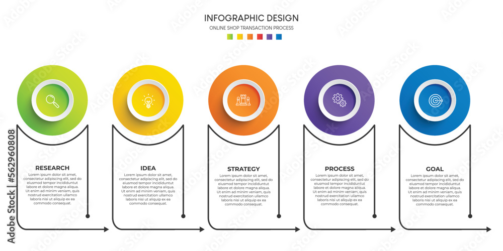 Aufkleber steps business data visualization timeline process infographic template design with icons