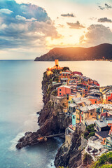 Vernazza in Cinque Terre, Italy at sunset