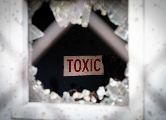 Toxic room through the broken window of the Old Joliet Prison