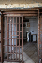 Detail of an abandoned prison cell at Old Joliet Prison