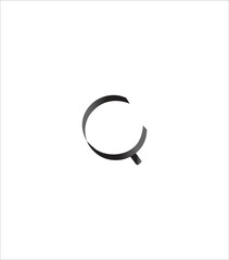 Abstract q letter logo icon like magnifying glass, detective tool