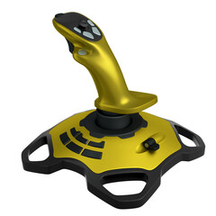 Realistic joystick for flight simulator isolated on white background