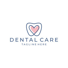 Tooth with heart logo design template