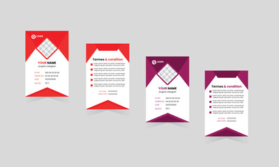 id card design with red and purple
