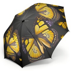 yellow butterfly pattern umbrella for rainy weather with white background patterned on sale new style animal