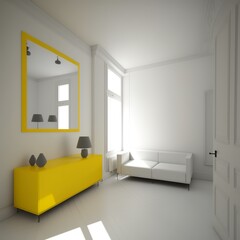 modern living room with yellow couch and white wall mirror in wall professional interior bedroom sofa